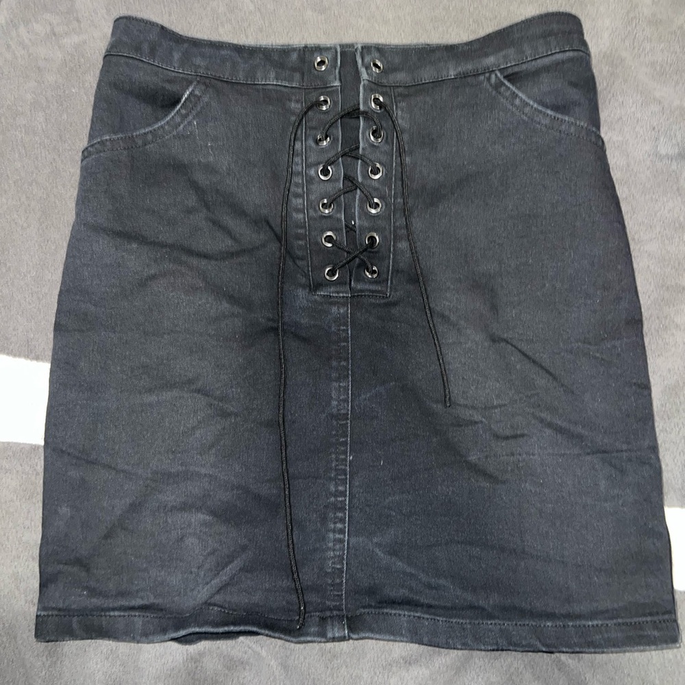Forever 21 Black Pencil Mini Skirt with Tie Front